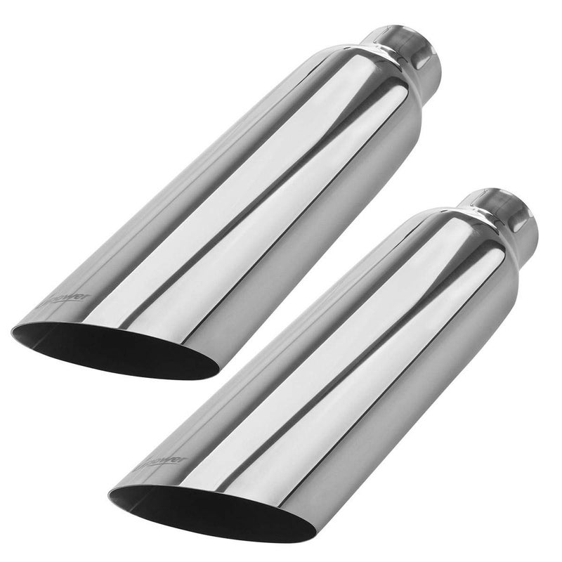Upower Exhaust Tip 2.5" Inlet x 4" Outlet x 18" Overall Length Universal Trucks Car Stainless Steel Weld On Exhaust Tailpipe 2.5" to 4" 18" Long (2PCS) - Image 1